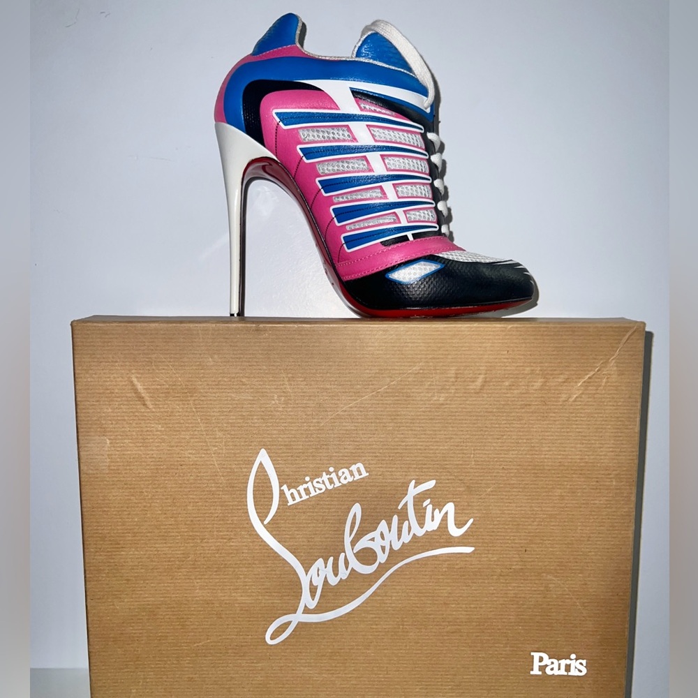 Christian Louboutin Pink and Blue Strappy Heels